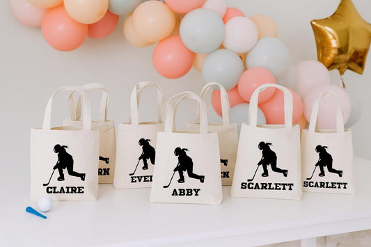 Personalized Girls Hockey Party Bags - Set of Six Bags