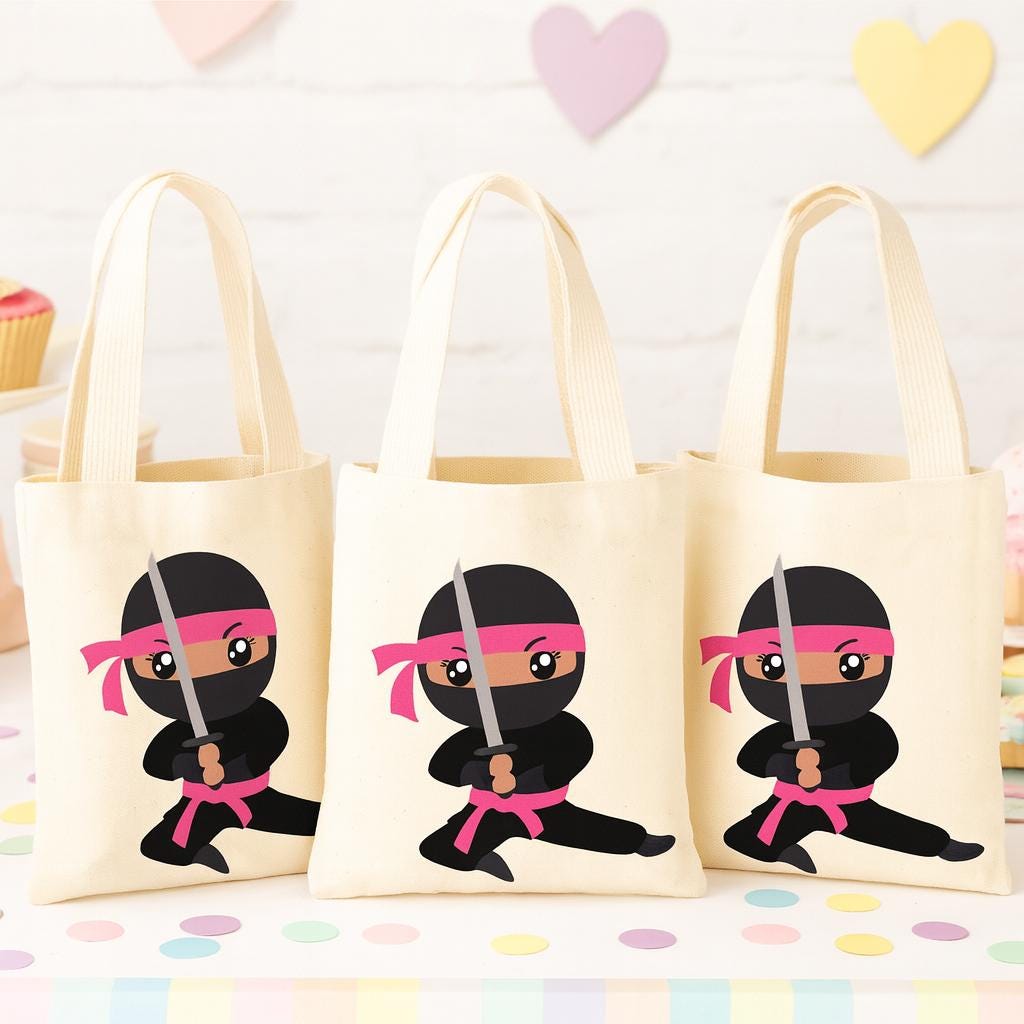 Ninja Girl Party Favor Bags - Set of Three Bags
