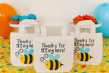 Bee Party Favor Bags - Thanks For Beeing Here! - Set of Three Bags