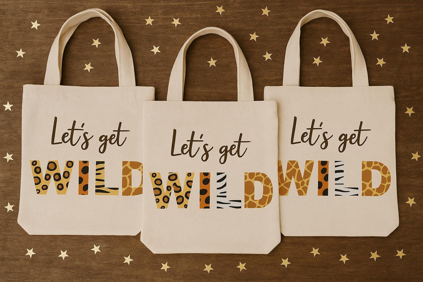 Safari Party Favor Bags - Let’s Get Wild - Set of Three Bags