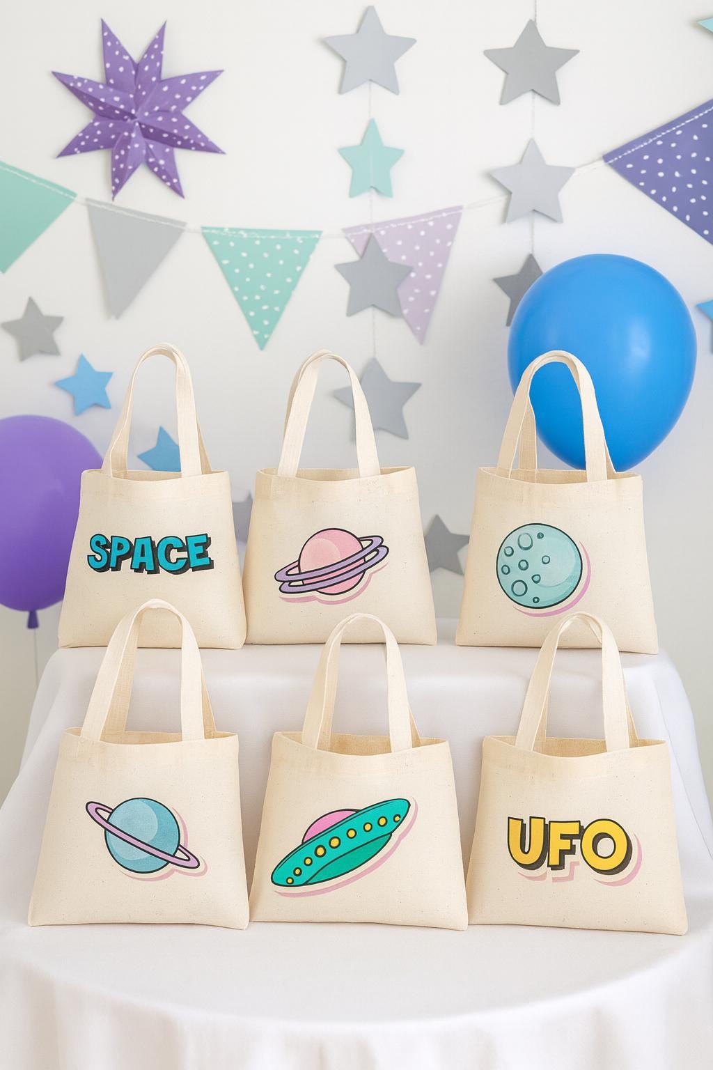 Space Party Favor Bags - Set of Six Bags