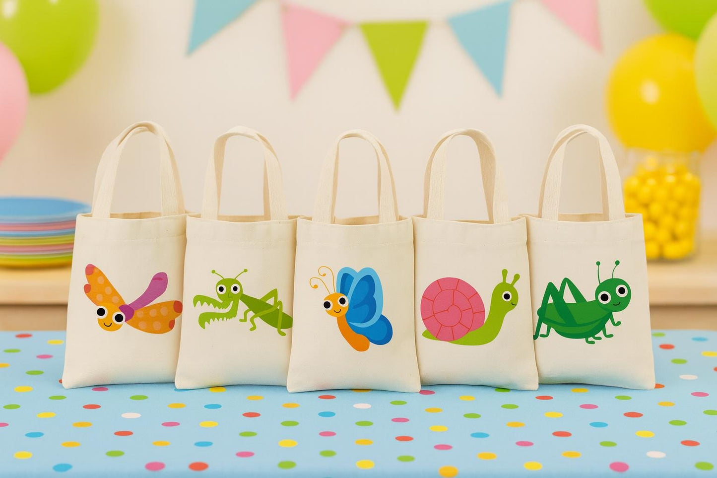 Insect Party Favor Bags - Set of Six Bags