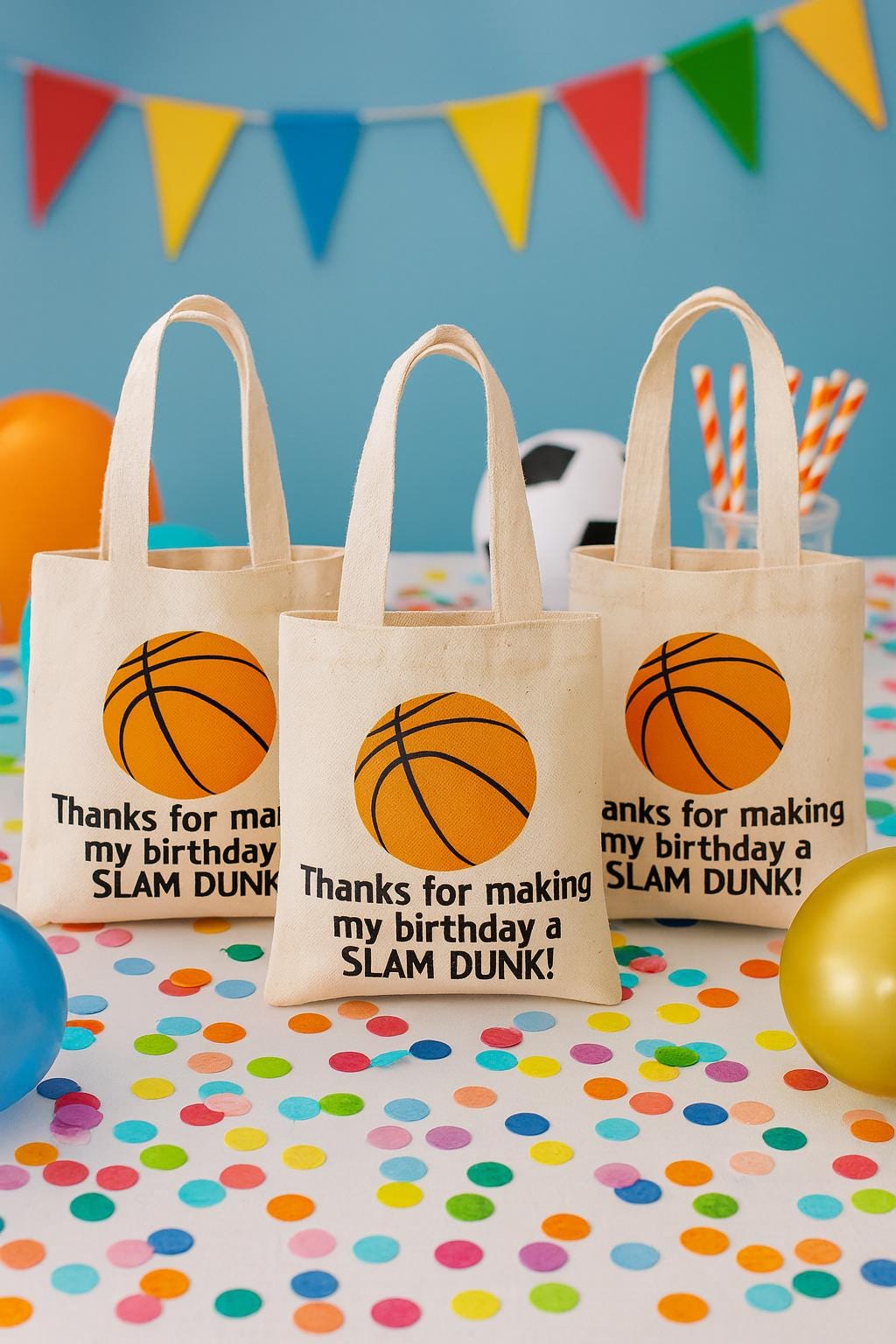 Basketball Party Favor Bags - Set of Three Bags