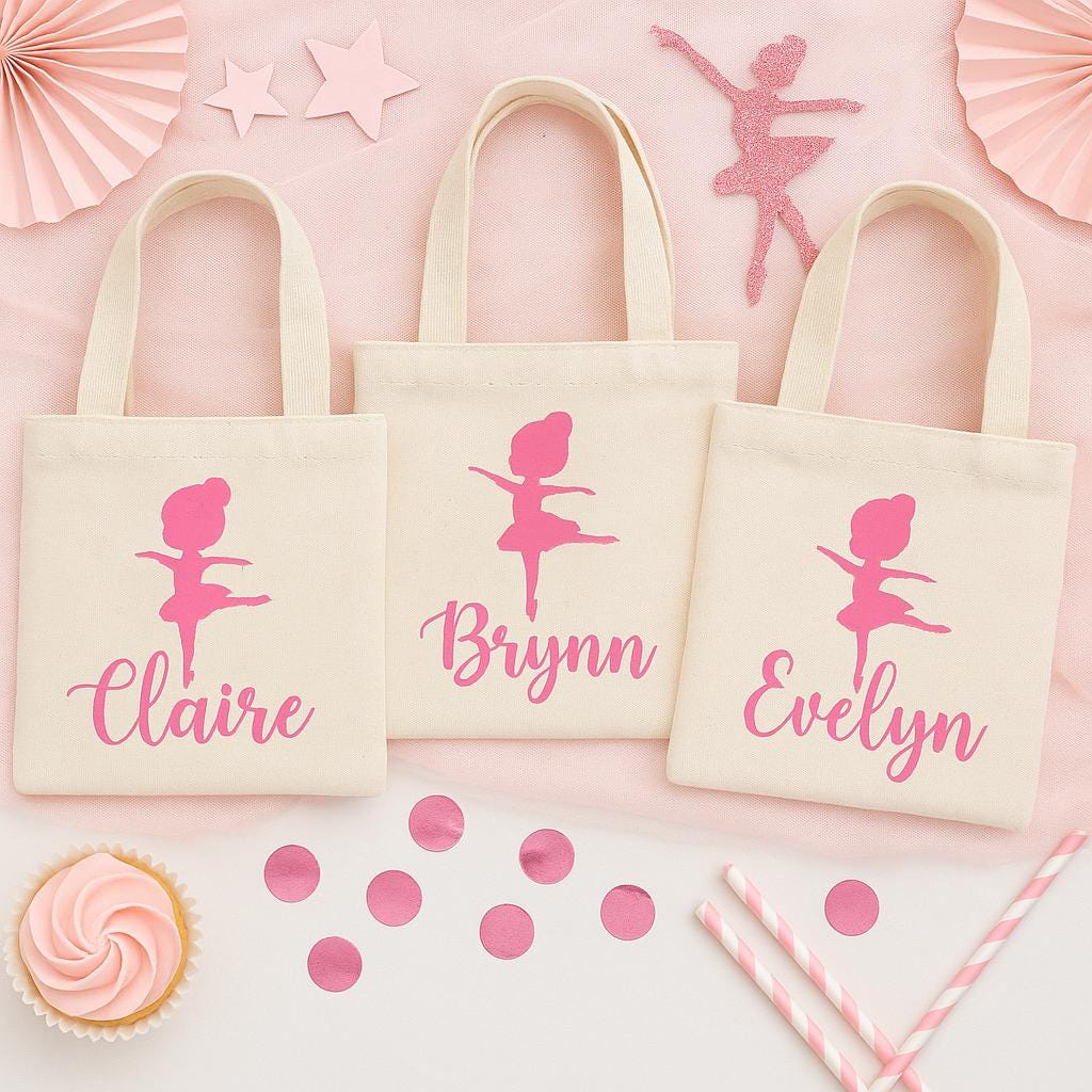 Personalized Ballerina Party Favor Bags - Set of Three