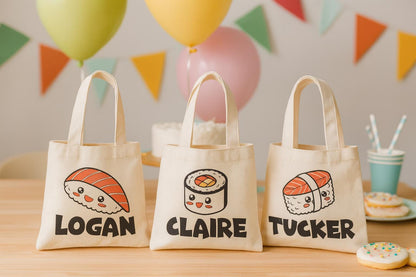 Personalized Sushi Party Favor Bags - Set of Three Bags