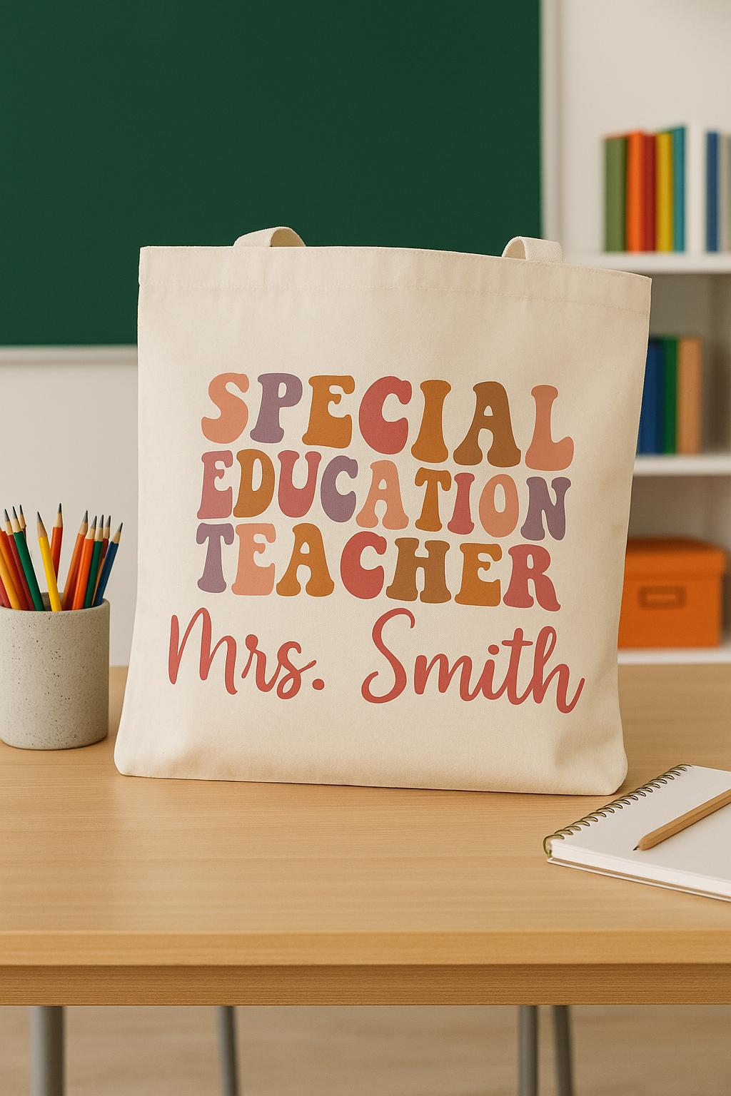 Personalized Special Education Teacher Tote Bag