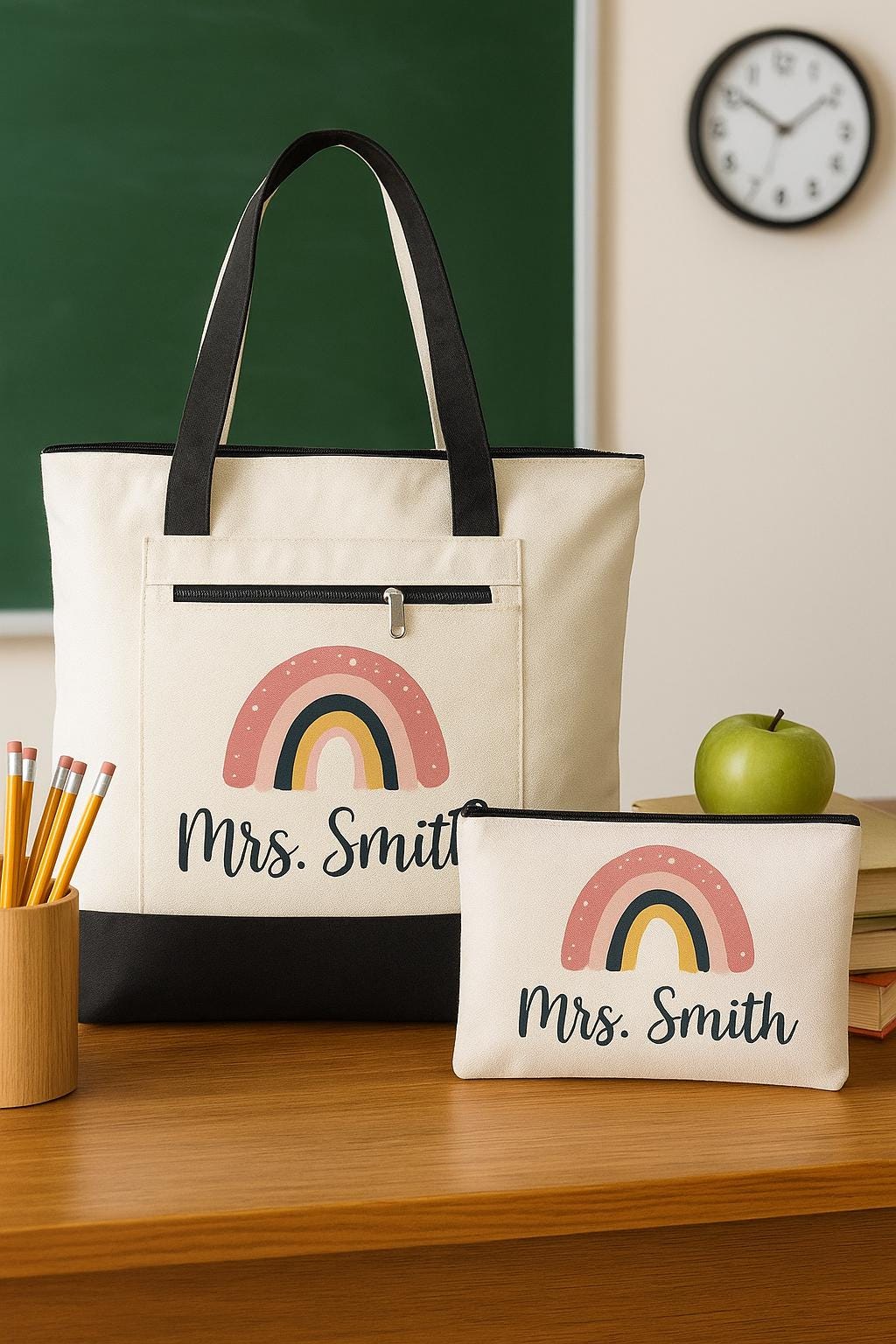 Teacher Gift Set - Tote Bag with matching Accessory Pouch