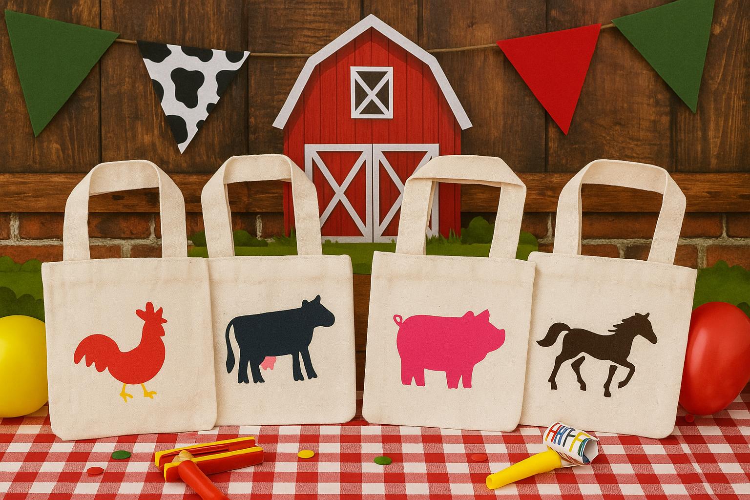 Barnyard Party Favor Bags - Set of Four Bags