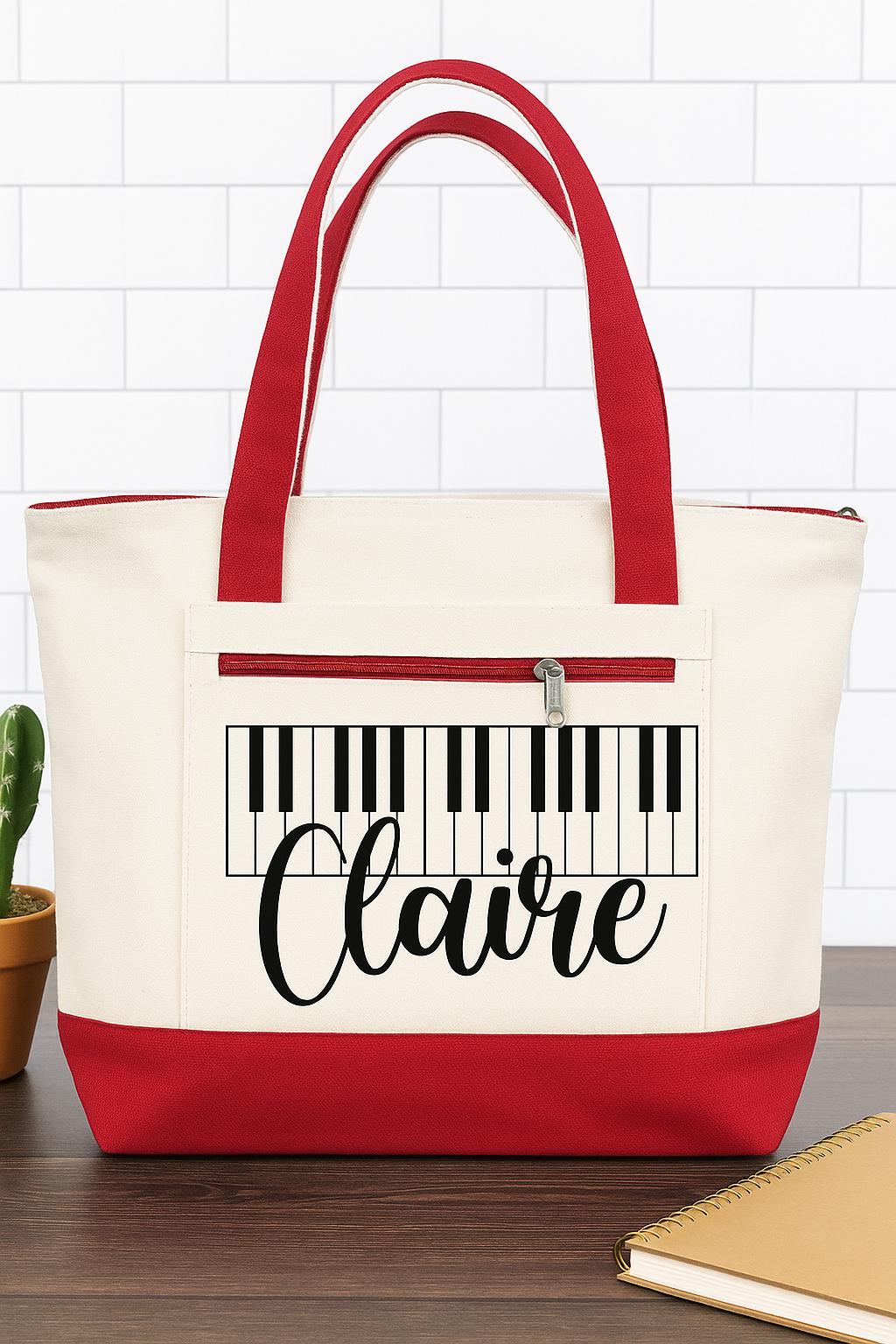 Piano Player Gift - Personalized Music Tote Bag