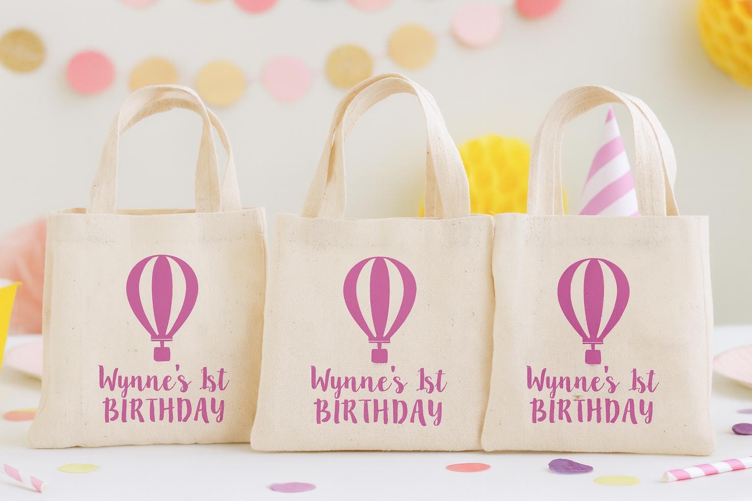 Personalized Hot Air Balloon Party Favor Bags - Set of Three Bags