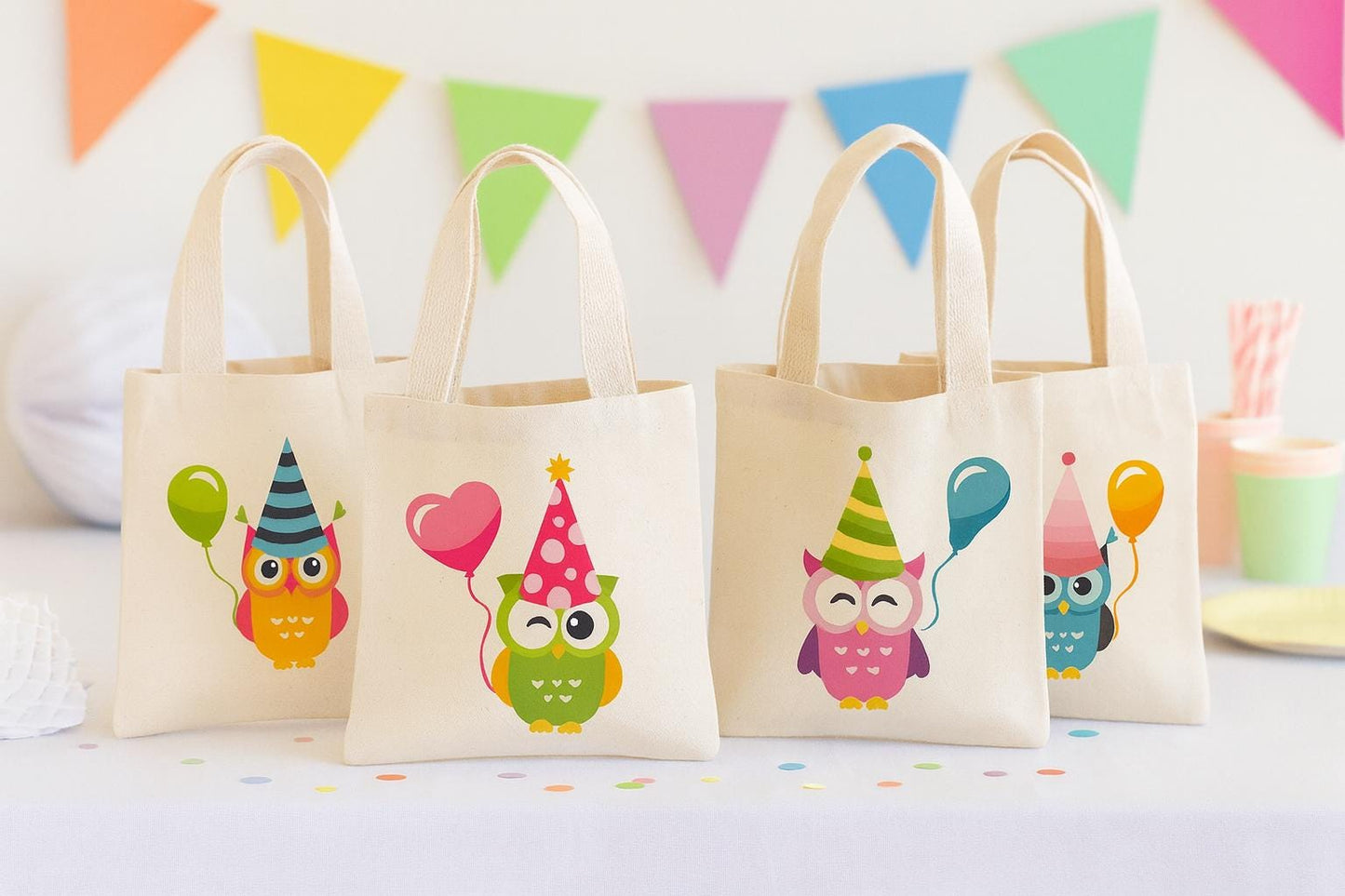 Owl Party Favor Bags - Set of Four Bags