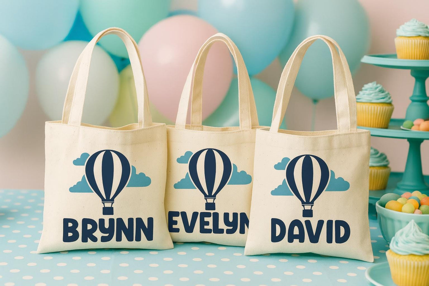 Hot Air Balloon Party Favor Bags - Set of Three Bags
