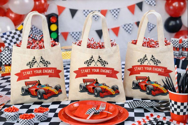 Race Car Party Favor Bags - Set of Three Bags