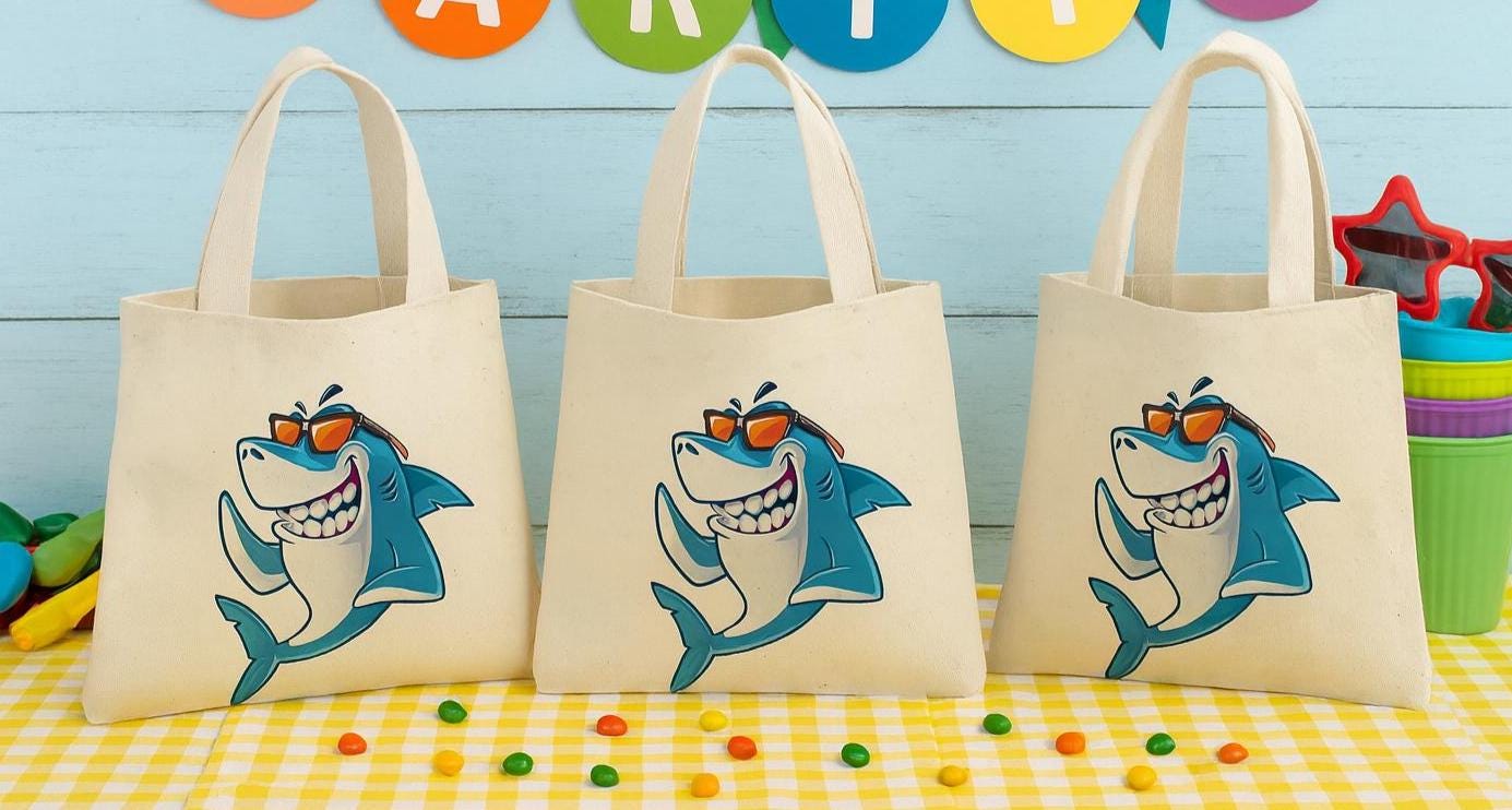 Shark Party Favor Bags - Set of Three Bags