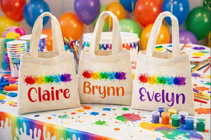 Paint Party Favor Bags, Set of 3 Cotton Treat Bags