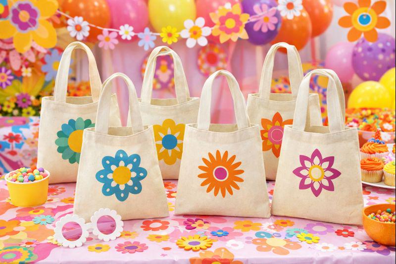 Flower Power Party Favor Bags - Set of Six Bags