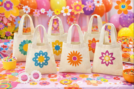 Flower Power Party Favor Bags - Set of Six Bags