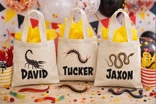 Creepy Crawly Cotton Party Favor Bags, Set of 3