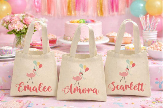 Flamingo Party Favor Bags - Set of Three Bags - Personalized