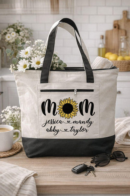 Personalized MOM Tote Bag with Kids Names