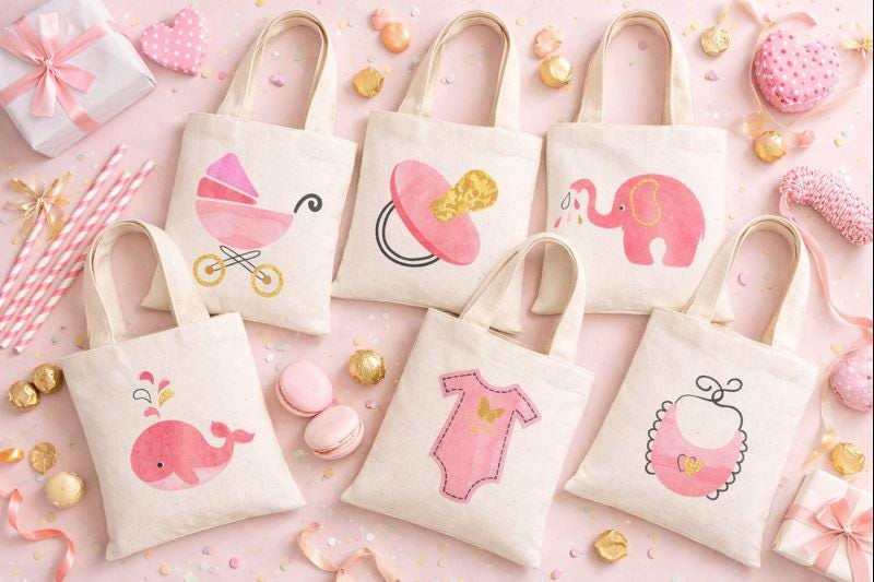 Baby Shower Gift Bags - Set of Six Bags