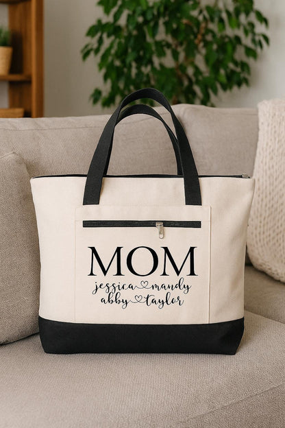 Custom Mom Tote Bag with Children's Names