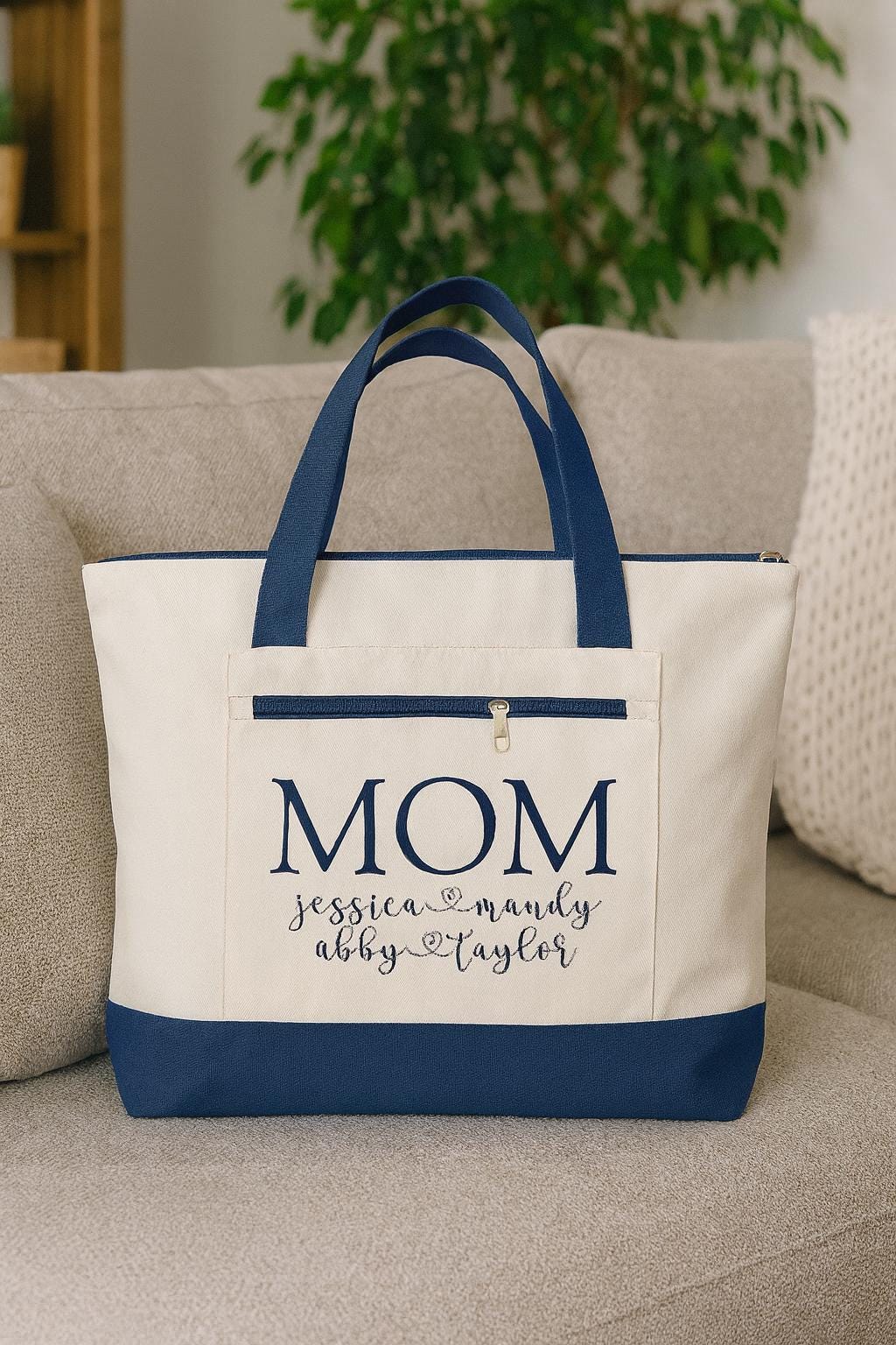 Custom Mom Tote Bag with Children's Names