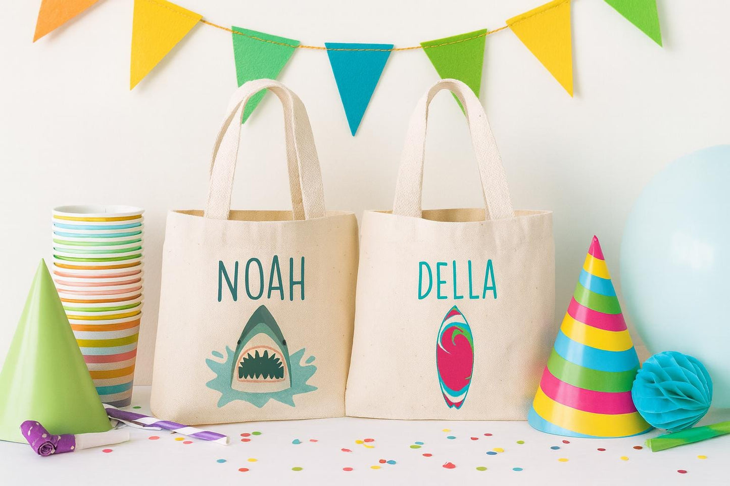 Shark and Surfboard Party Favor Bags