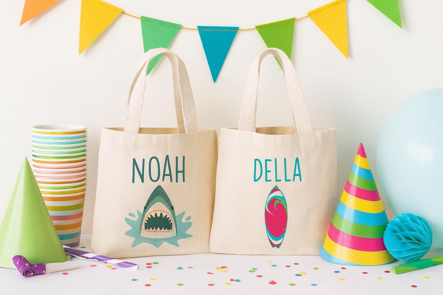 Shark and Surfboard Party Favor Bags