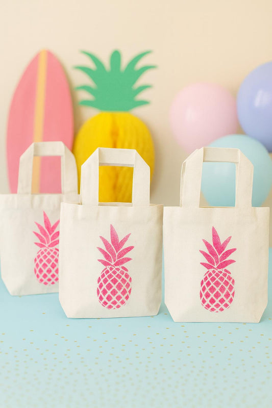 Pink Pineapple Party Favor Bags - Set of Three Bags