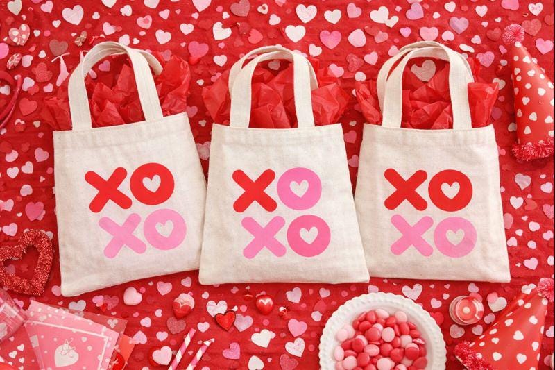 Valentine Party Favor Bags - Set of Three Bags