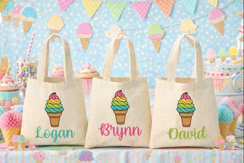 Personalized Ice Cream Party Favor Bags - Set of Three Bags