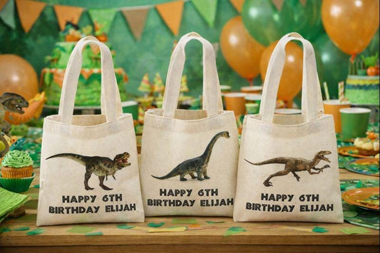 Custom Dinosaur Party Favor Bags - Set of Three Bags