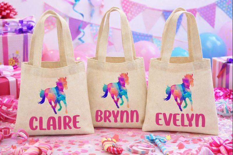 Personalized Horse Party Favor Bags - Set of Three Bags