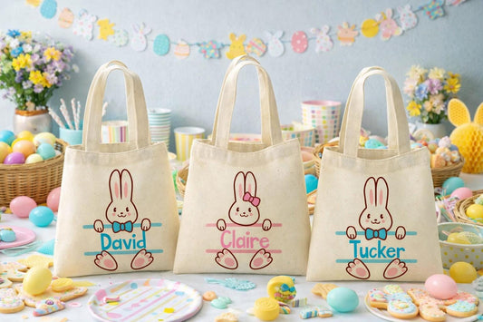 Personalized Easter Bunny Party Favor Bags - Set of Three Bags