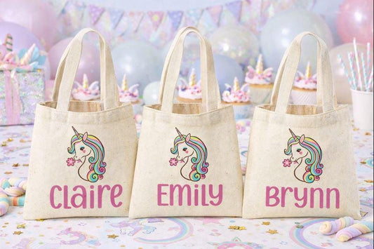 Personalized Unicorn Party Favor Bags - Set of Three Bags