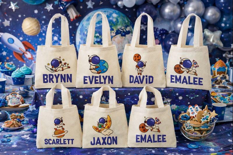 Custom Space Party Favor Bags - Set of Six Bags