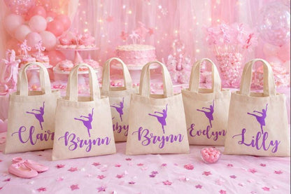 Personalized Ballerina Party Favor Bags - Set of Six Bags
