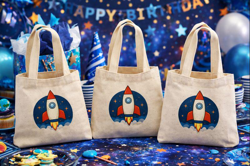 Space Rocket Party Favor Bags - Set of Three Bags