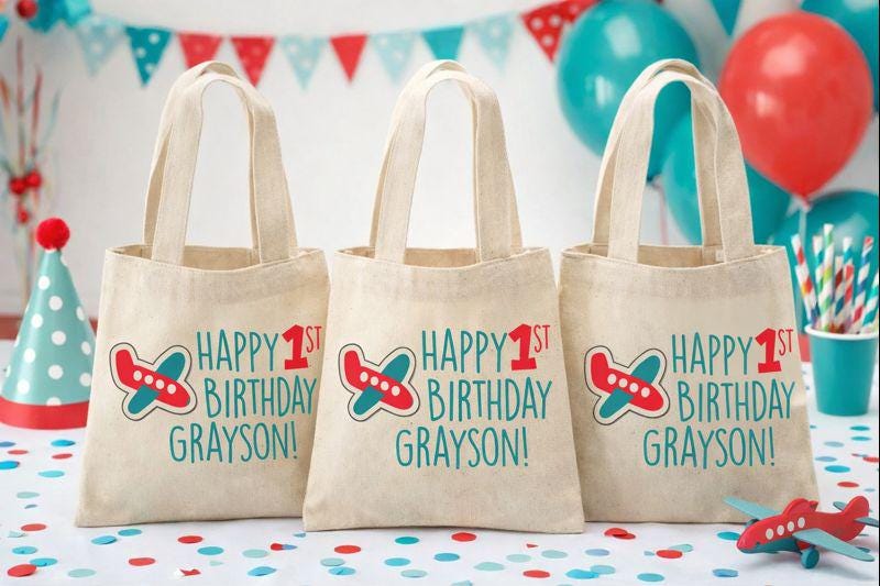 Custom Airplane Party Favor Bags