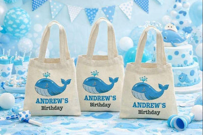 Custom Whale Party Favor Bags - Set of Three Bags