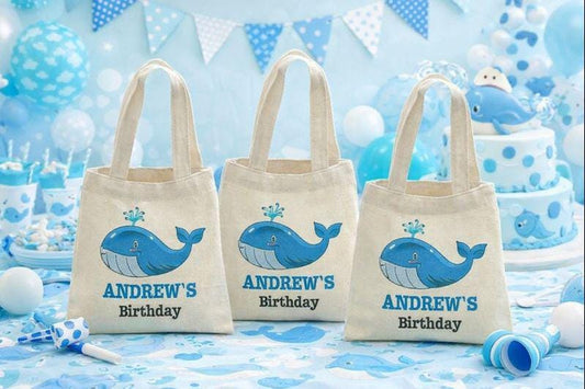 Custom Whale Party Favor Bags - Set of Three Bags