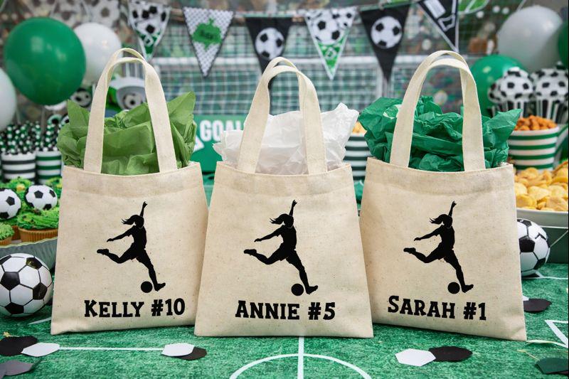 Girls Soccer Party Favor Bags - Set of Three Bags - Personalized