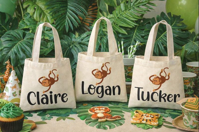 Monkey Party Favor Bags, Jungle Goodie Bags