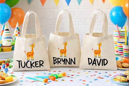 Personalized Giraffe Party Favor Bags - Set of Three Bags