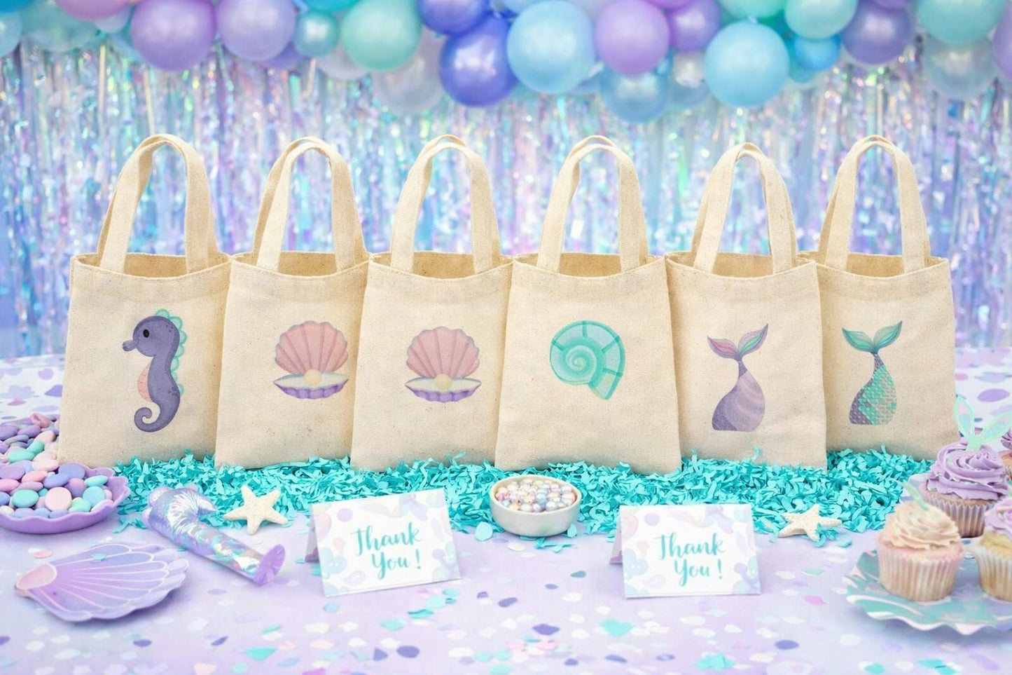 Mermaid Party Favor Bags - Set of Six Bags