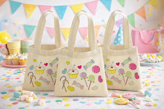 Candy Themed Party Favor Bags - Set of Three Bags