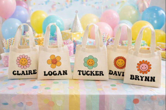 Personalized Groovy Flower Power Party Favor Bags - Set of Six Bags