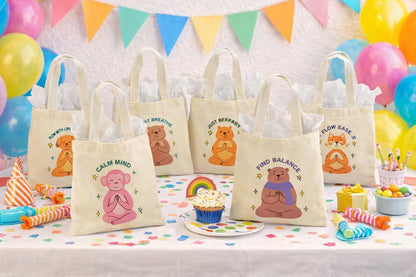 Set of 6 Yoga Animals Party Favor Bags