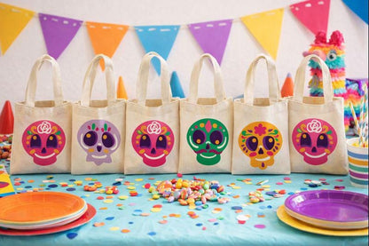 Sugar Skull Party Favor Bags - Set of Six Bags
